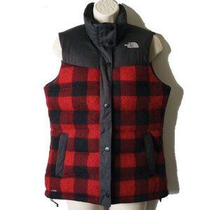 North Face 700 Goose Down Puffer Vest S Buffalo Plaid Black